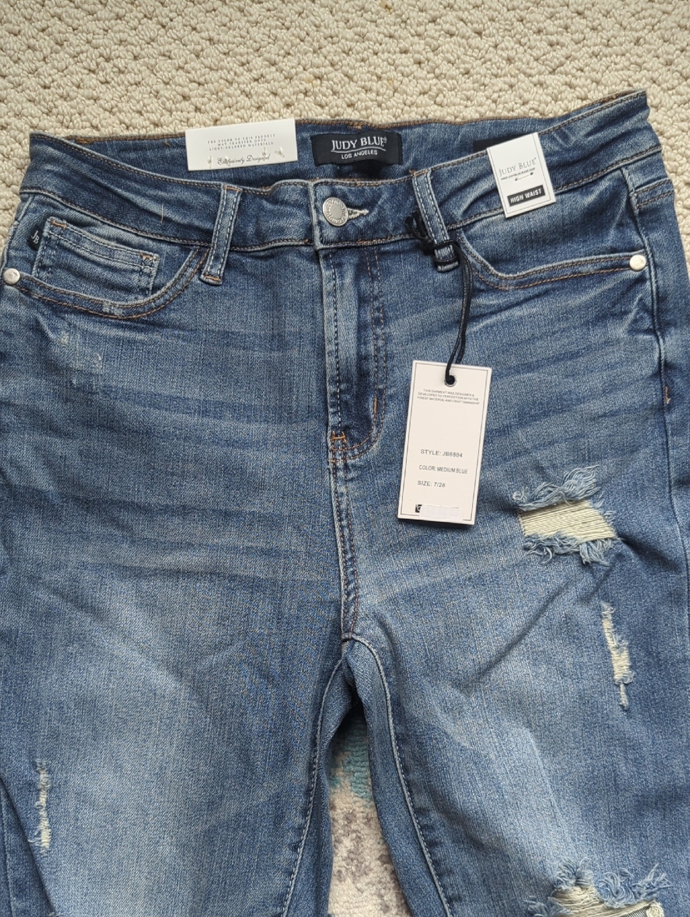 Judy Blue High-Rise Medium Blue Distressed Skinny Jeans